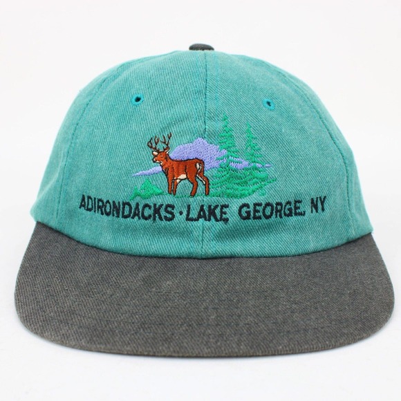 Vintage Adirondacks Hat Strapback Lake George NY Mountains Deer Sansegal Rare - Picture 1 of 13